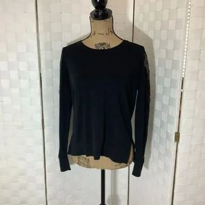 Loft black lace trim sweater size small